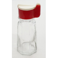 Vintage glazen zoutstrooier met kunststof dop